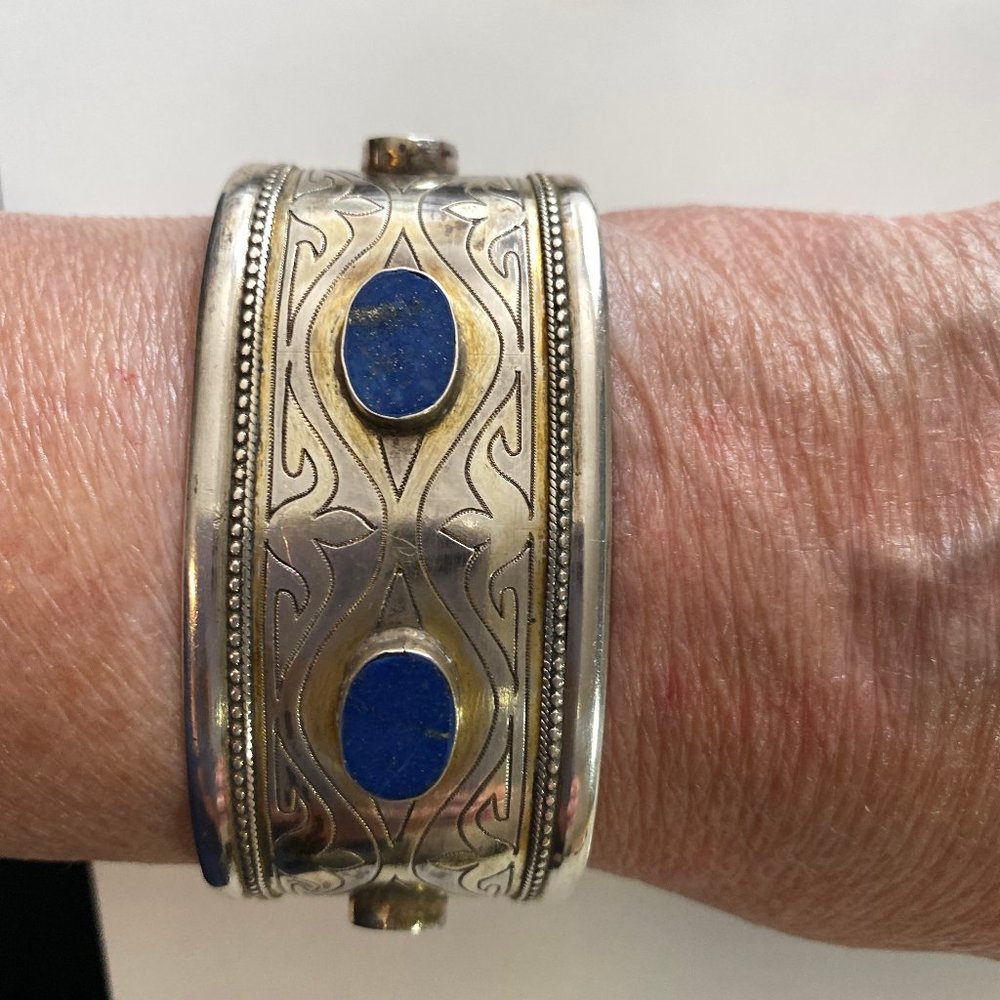 Vintage Asian Silver Tribal Cuff Bracelet